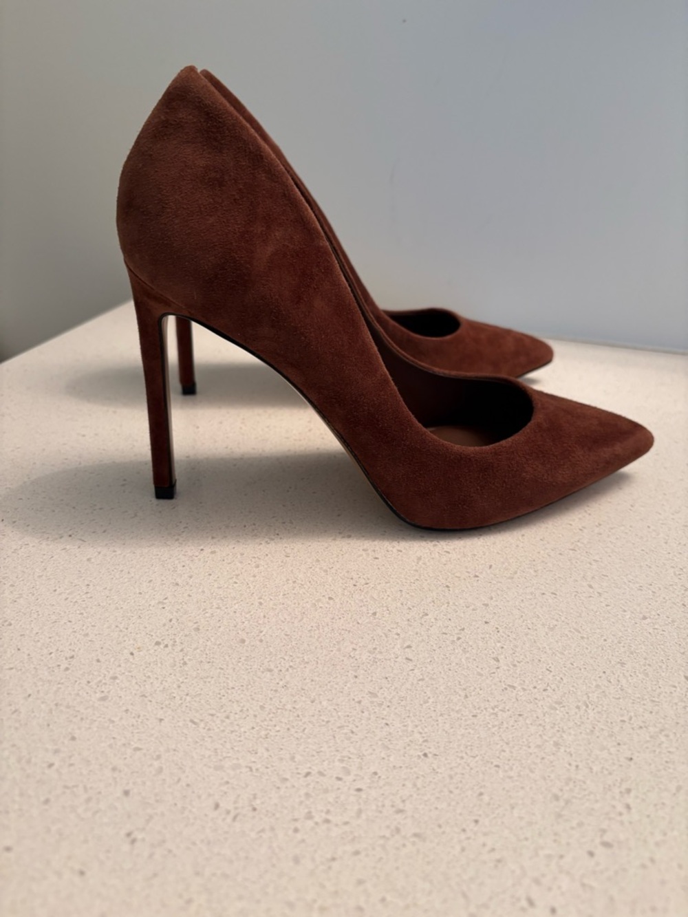 Aldo Suede Pointed-Toe High Heels in Brown